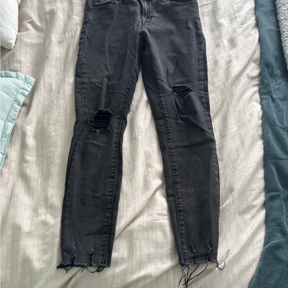Women's Distressed Black Jeans